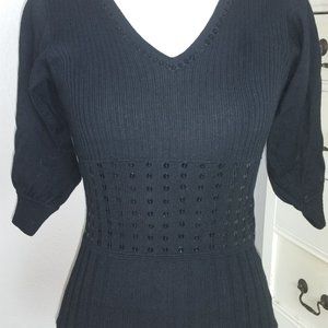 Sequined black v neck sweater